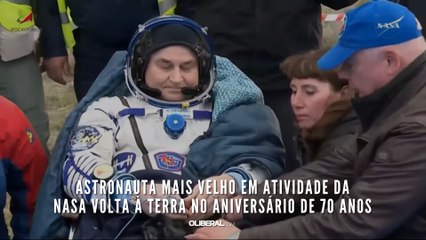 Astronauta mais velho em atividade da NASA volta à Terra no aniversário de 70 anos
