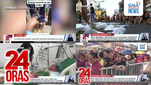 24 Oras – (Part 3) Mahigit 500,000 deboto, dumagsa sa prusisyon ng Poong Hesus Nazareno/ Pamilya ng nasabugan ng LPG tank sa Taytay, Rizal, nangangailangan ng tulong