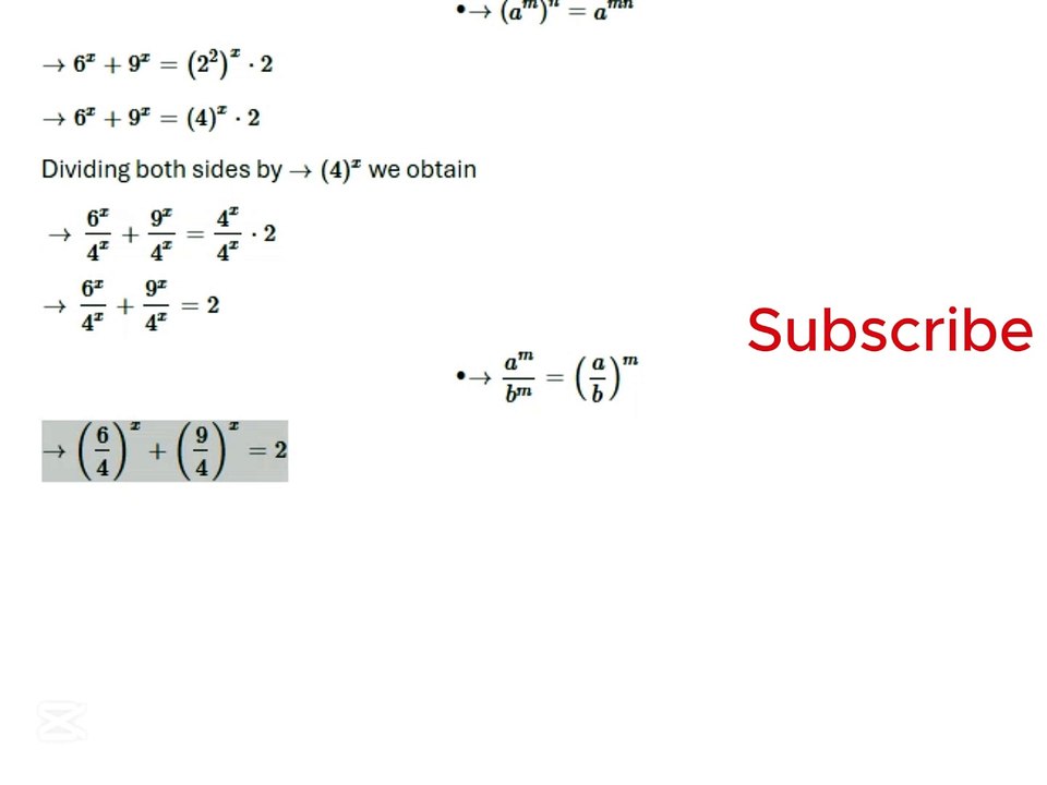 How to Solve 6^x+9^x=2^ (2x+1) | Exponential Equation Solution