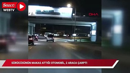 Sürücüsünün makas attığı otomobil, 2 araca çarptı