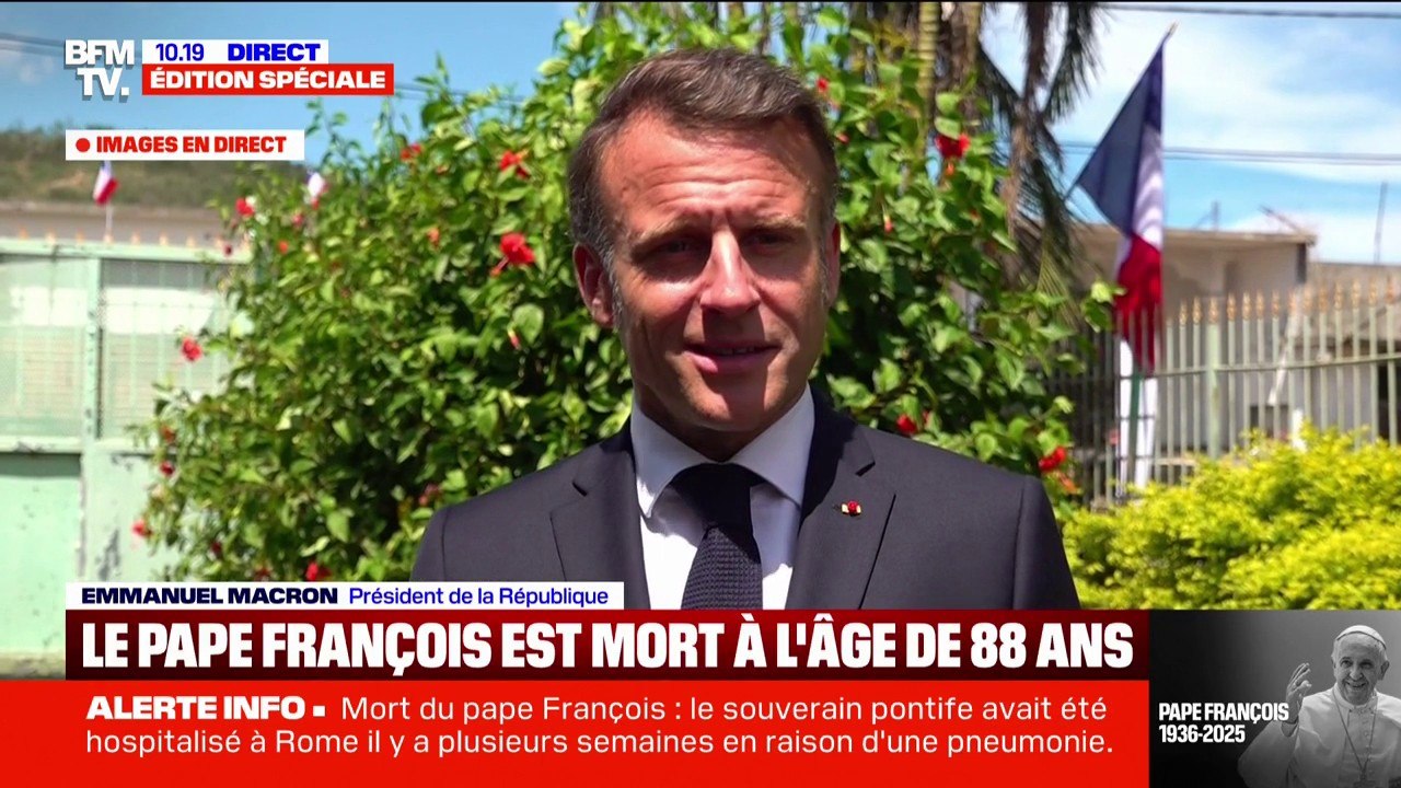 Emmanuel Macron adresse ses "condoléances les plus sincères à l'ensemble des catholiques du monde entier" après la mort du pape François