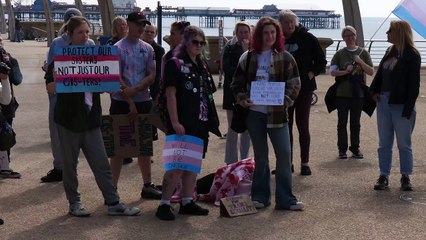 Trans-rights rally on Comedy Carpet