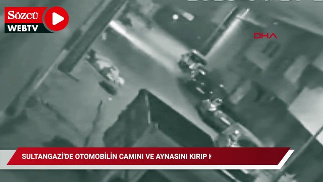 Sultangazi'de otomobilin camını ve aynasını kırıp kaçtı