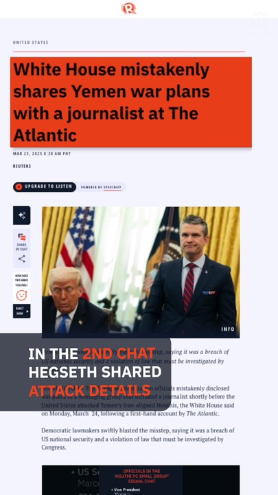 Pentagon chief Hegseth shared sensitive Yemen war plans in second Signal chat, source says 