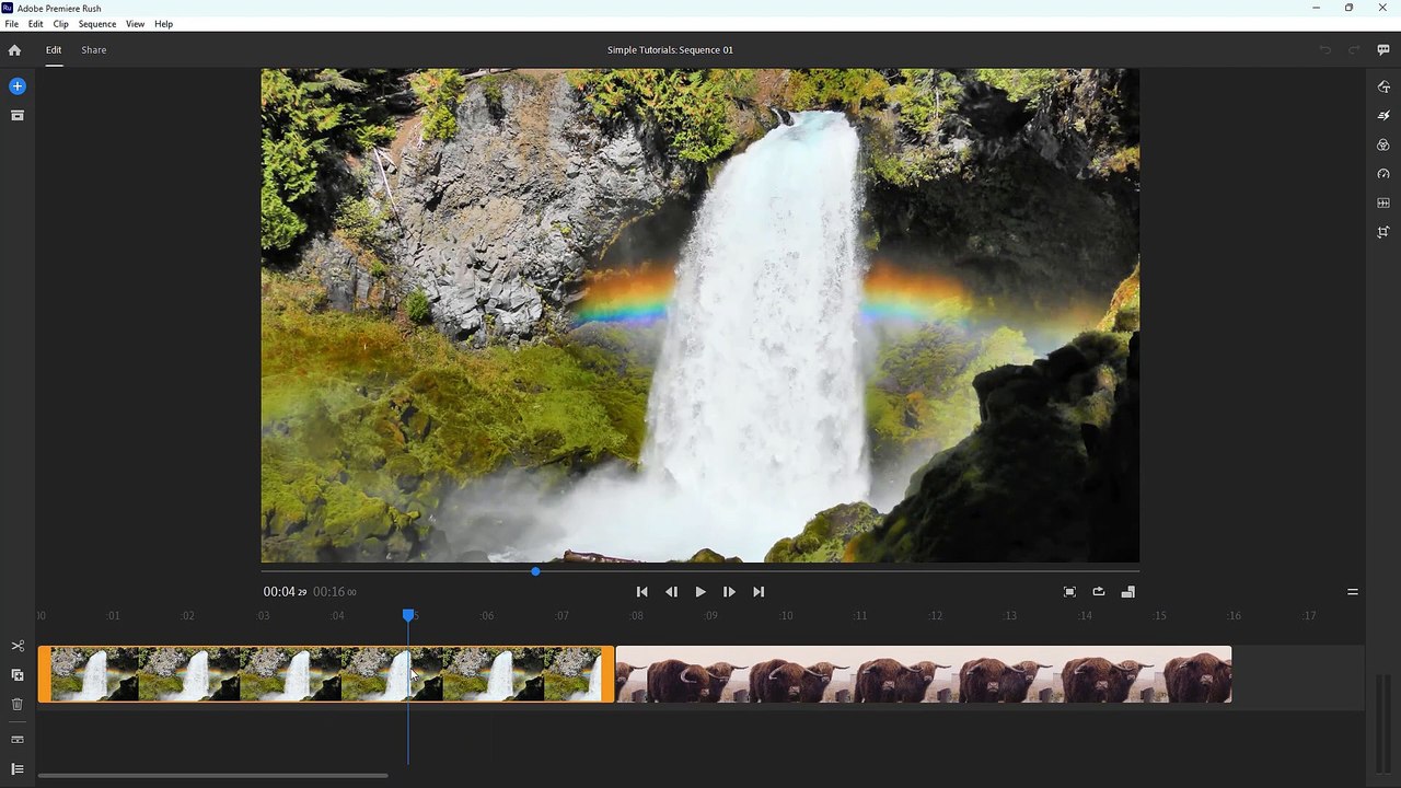Adobe Premiere Rush 5 Splitting Clips
