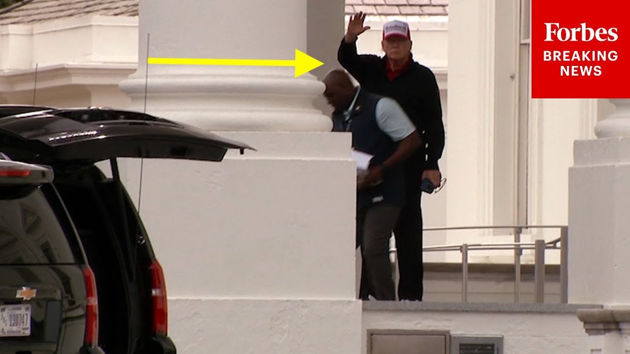 President Trump Waves To The Cameras As He Departs White House On Easter Sunday