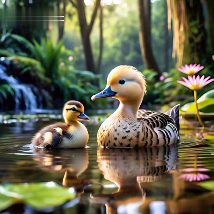 Very beautiful duck and mother injoay for nice place