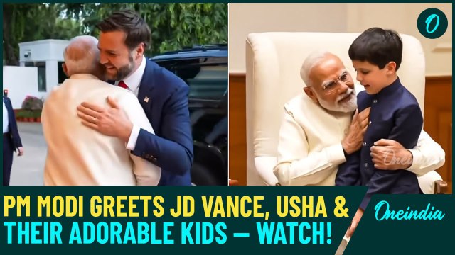 PM Modi Welcome JD Vance, Usha Vance and Kids | Watch PM’s Adorable Exchange With Vance Kids