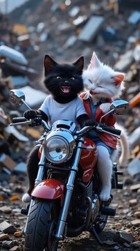Poor kitten bought😢the best motorcycle🏍️in the town😺 #cat#catlover#babycat#cartoon#kitten#funny#kids