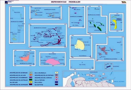 Map of Federal Dependencies of Venezuela. Peta Dependensi Persekutuan Venezuela. Federal Depensies of Venezuela Map. Mapa de las Dependencias Federales de Venezuela. Peta Dependensi Federal Venezuela. Mapa de Dependencias Federales de Venezuela