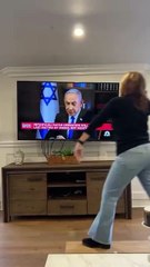 Two Women React to Netanyahu's Speech by Destroying Their TV
