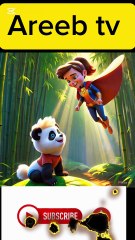 Cute panda cub and super hero
