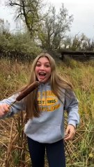 143. She found nature's corndog! 😂 Don't think ketchup is gonna help...
