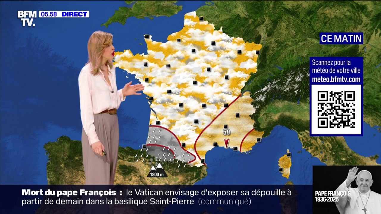 Le ciel sera nuageux sur l'ensemble de l'Hexagone avec quelques orages sur les Pyrénées ce 22 avril