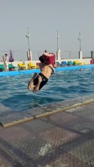 Swimming pool stunt video
