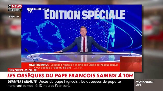 Disparition du Pape François: Regardez comment les chaînes info ont annoncé à leurs téléspectateurs la mort du Pape hier matin un peu avant 10h - VIDEO