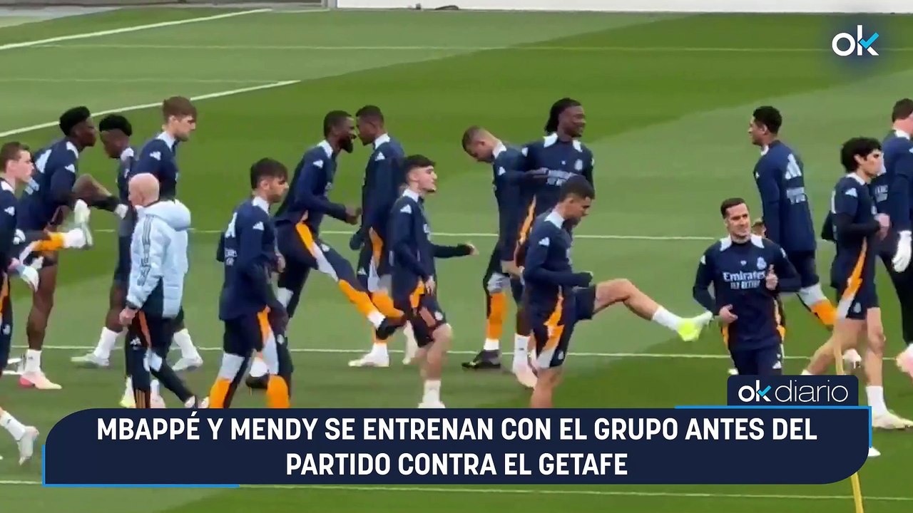Mbappé y Mendy se entrenan con el grupo antes del partido contra el Getafe