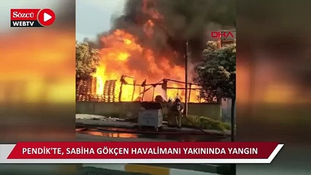 Pendik'te, Sabiha Gökçen Havalimanı yakınında yangın