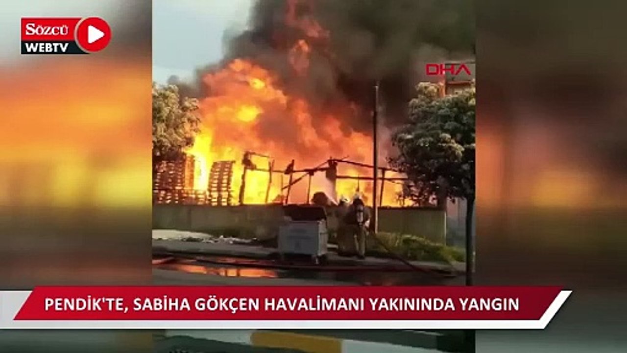 Pendik'te, Sabiha Gökçen Havalimanı yakınında yangın