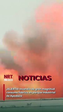 Un fuerte incendio se registró esta tarde en una fábrica ubicada dentro de un parque industrial en Apodaca, Nuevo León. Las llamas alcanzaron gran altura, generando una densa columna de humo visible a varios kilómetros.