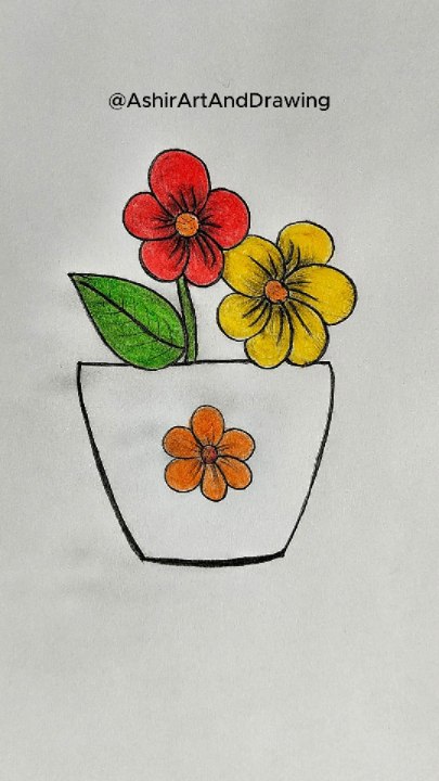 vase flower 🌺 drawing 😀😀