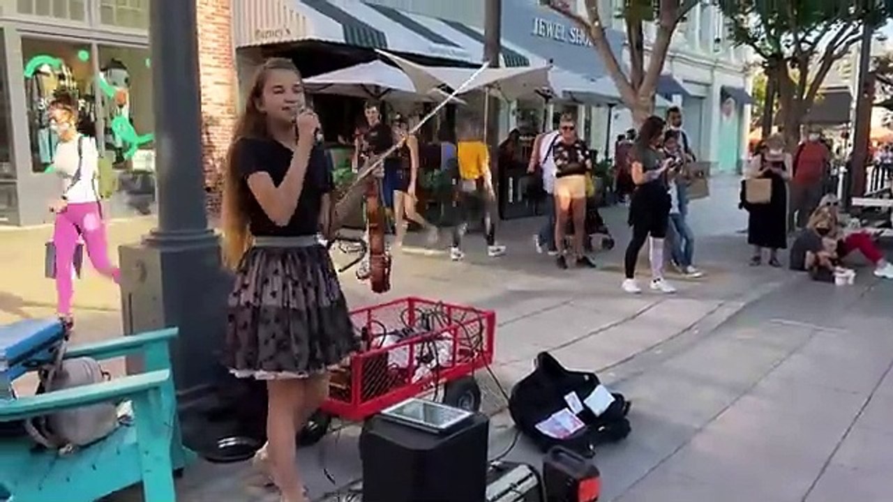 1-year-old baby JOINS "Dance Monkey" | STREET PERFORMANCE - Karolina Protsenko & Daniele Vitale SAX