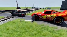 lightning mcqueen vs train vs monster car vs police car