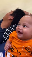 Dad scared the baby😂😂