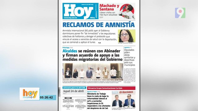 Titulares prensa dominicana jueves 24 de abril 2025 | Hoy Mismo