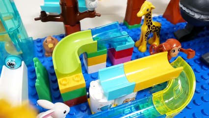 Build A Gorilla Marble Track In The Forest  [Blocks And Marbles]