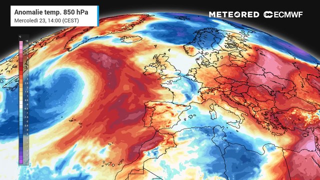 Mercoledì 23 aprile: le anomalie termiche attese in Europa