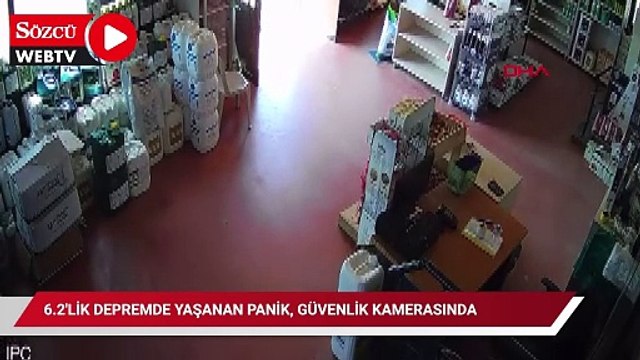 6.2'lik depremde yaşanan panik, güvenlik kamerasında