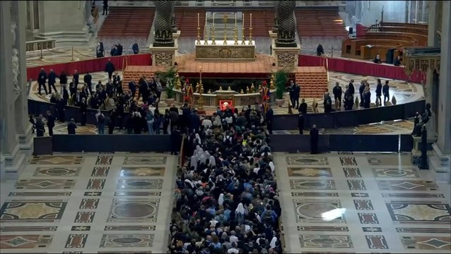 Tens of thousands queue to view Pope lying in state at Vatican’s St Peter’s Basilica