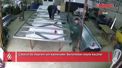 Çatalca’da deprem anı kamerada: Sarsıntıdan böyle kaçtılar