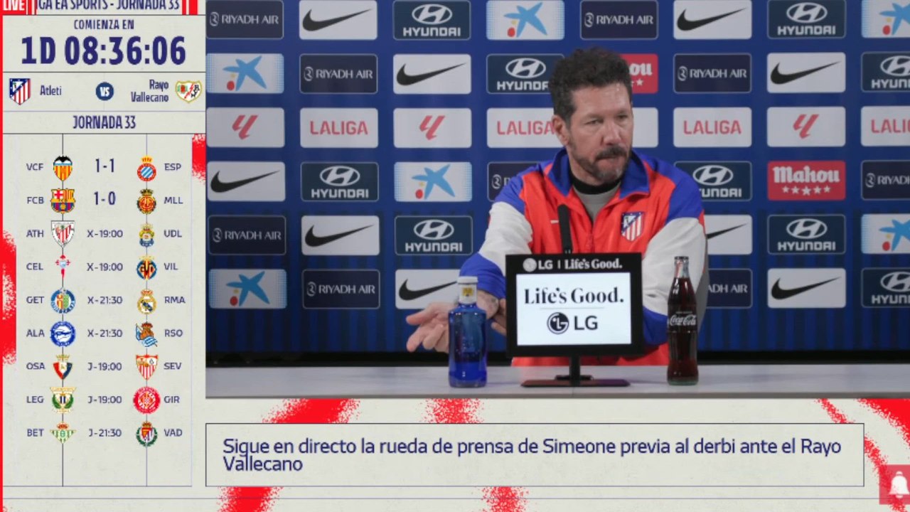 Simeone, rueda de prensa completa previa al Atlético vs. Rayo Vallecano