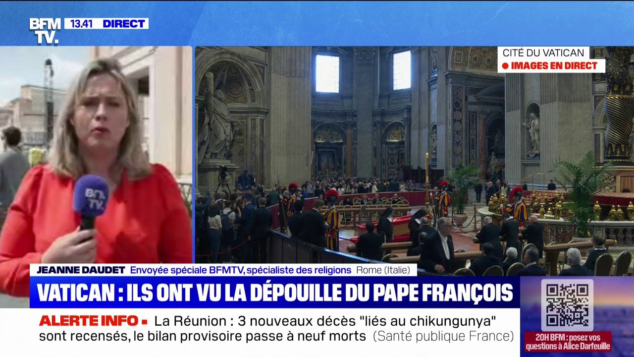 Les fidèles défilent devant le cercueil du pape François exposé dans la basilique Saint-Pierre
