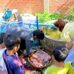 Amazing Grilled Baby Buffalo BBQ for Children in Village 😮