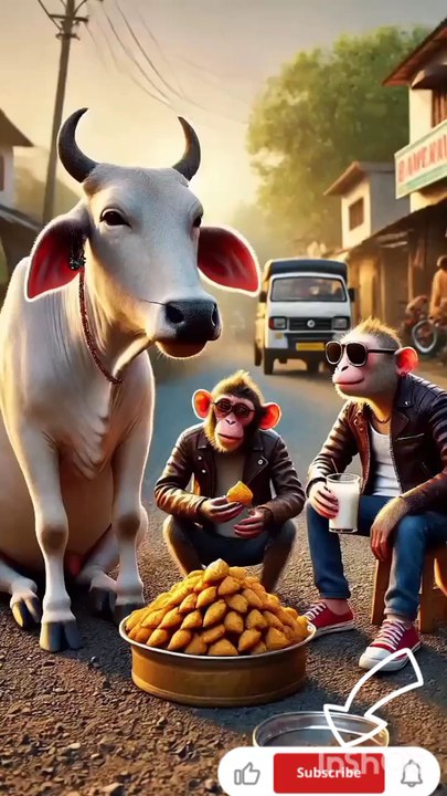 Monkey robbed cow