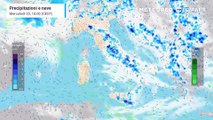 Mappa relativa alle precipitazioni previste in Italia