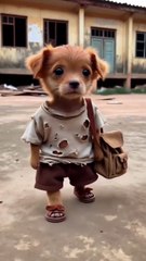 The poor puppy was made fun of by his friends because he had not good clothes 😭