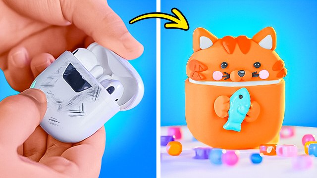 DIY AIRPODS CASE 🧡🤩 POLYMER CLAY CRAFTS, ACCESSORIES AND MORE