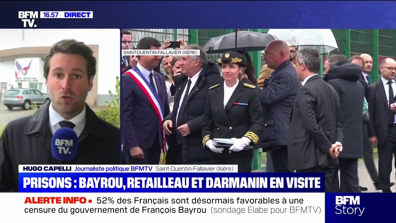 François Bayrou, Bruno Retailleau et Gérald Darmanin ont terminé la visite dans le centre pénitentiaire de Saint-Quentin-Fallavier