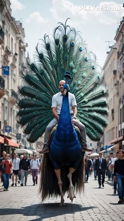 A man sitting on peacock 🦚