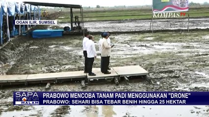 Coba Tanam Padi dengan 'Drone', Presiden Prabowo: Sehari Bisa Tebar Benih hingga 25 Hektar