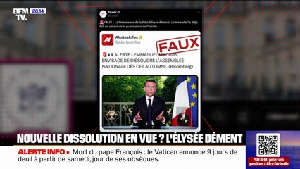 Nouvelle dissolution de l'Assemblée nationale? L'Élysée dément sur X