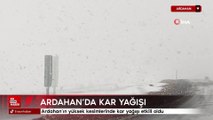Ardahan'ın yüksek kesimlerinde kar yağışı etkili oldu
