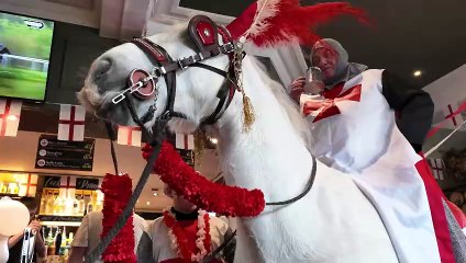 Horse rides into pub for St Georges Day celebration