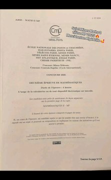 Sujet Mines filière MP 2025Sujet Maths 2 tombé le 24/04/25#prepa #mp #mines #concours #mpsi #mpi #concoursprepa