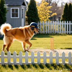 Dogs playing cricket