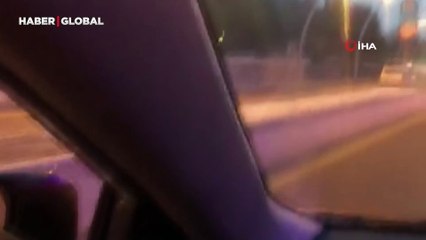 Sürücünün tehlikeli yolculuğu: Ters yönden ilerlediği anlar kamerada
